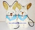 hangng tiny bunny 5cm with blue scarf