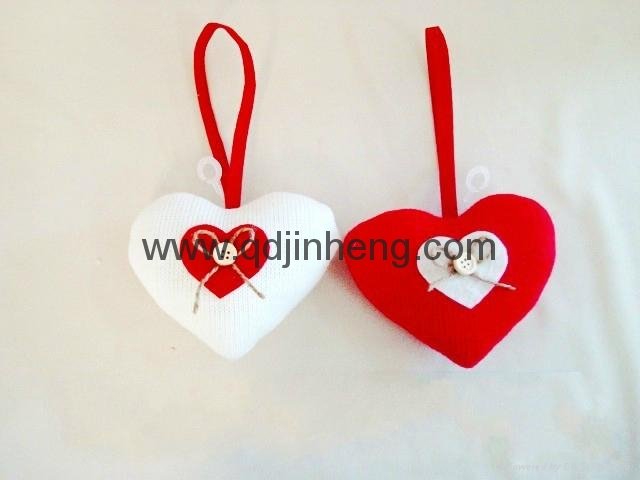 13x10cm red and white heart cloth material
