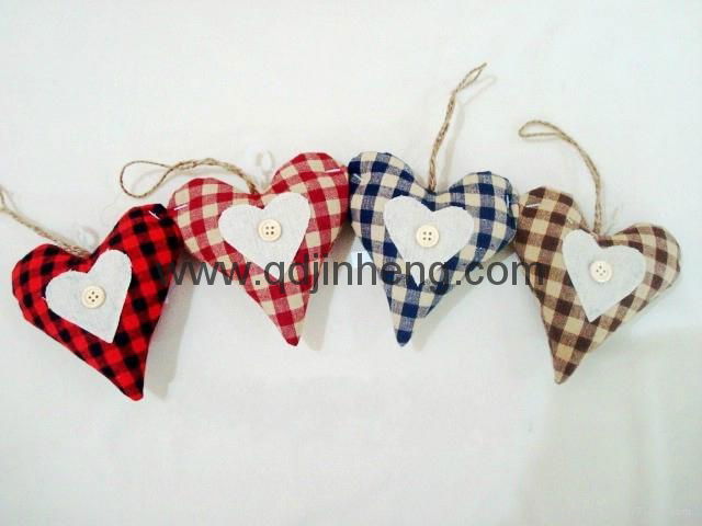 check pattern heart stuffed with hanger