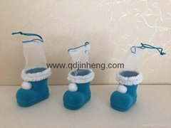 blue plastic pile coating boots for decoration