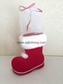 14CM紅色植絨聖誕靴子裝飾品
