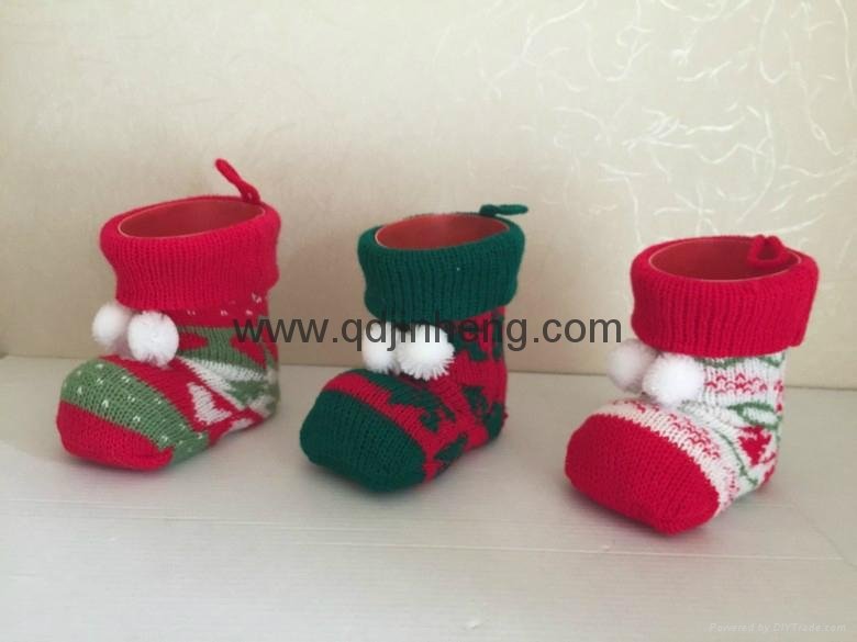 plastic boots with knitted outer