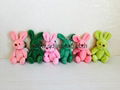 Stuffed rabbit  pink and green 7CM 1