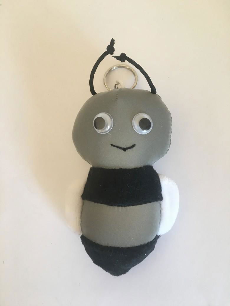 Honeybee key chain of reflective fabric