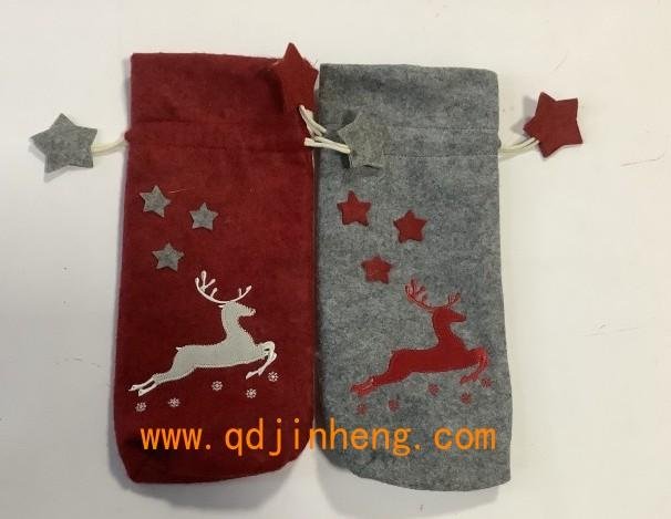 reindeer embroidery plush wine bottle household decoration sleeve