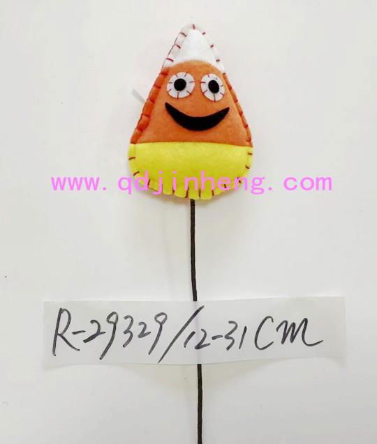 12cm brown color plush spirit with sticking for Halloween decorations