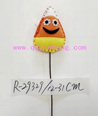 12cm brown color plush spirit with sticking for Halloween decorations