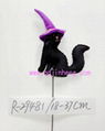 18cm soft black dog with purple cap with sticking for advertisement or Halloween 1