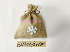 20cm linen pouch with snow design of