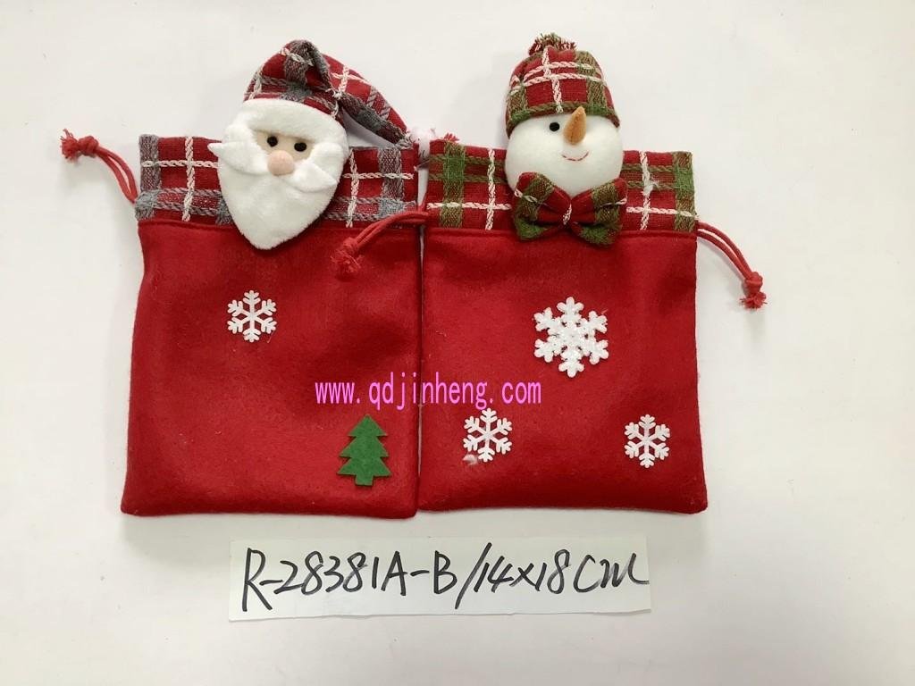 14X18CM drawsting bags with embroidery for Christmas gifts