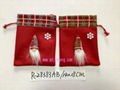 14X18CM drawsting bags green and red color with Santa head decorate for holiday