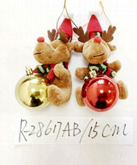 15cm plush bear with ball hanging decoration for promotional for Christmas day