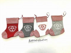 13X25CM Santa boots with embroidery for hanging on Christmas tree or home