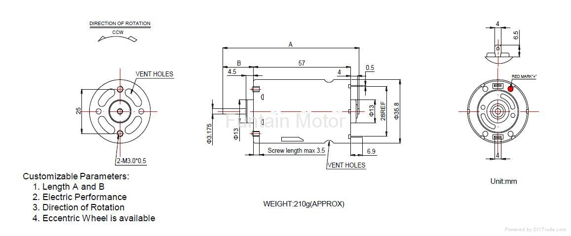 Micro DC Motor RS-550 for vacuum cleaner 2