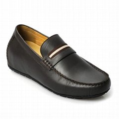 Height increasing italian leather men loafer casual shoes