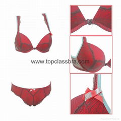 Top Quality Fancy Lace Front Closure Bra Set with Beautiful Look 