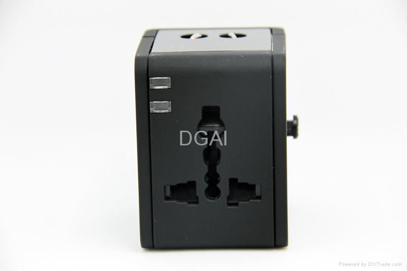 World travel adapter  multi-function adapter with USB charger port  5