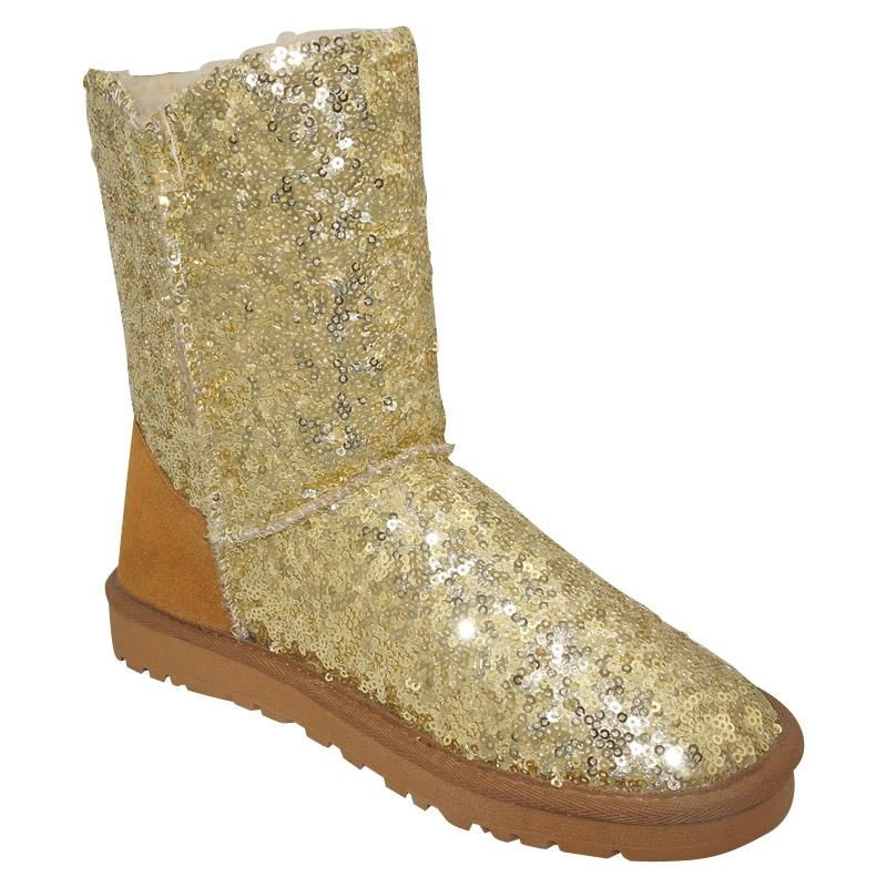 Ladies' Snow Boots with Sequins in Fleece for Warm Winter