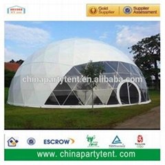 Large elegant transparent geodesic dome tent for events