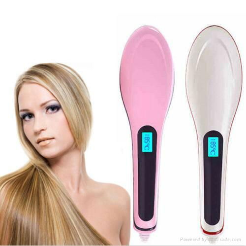 professional antomatic lcd brush hair straightener comb electric display straigh