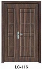 Doubel entrance PVC wood door for the vila