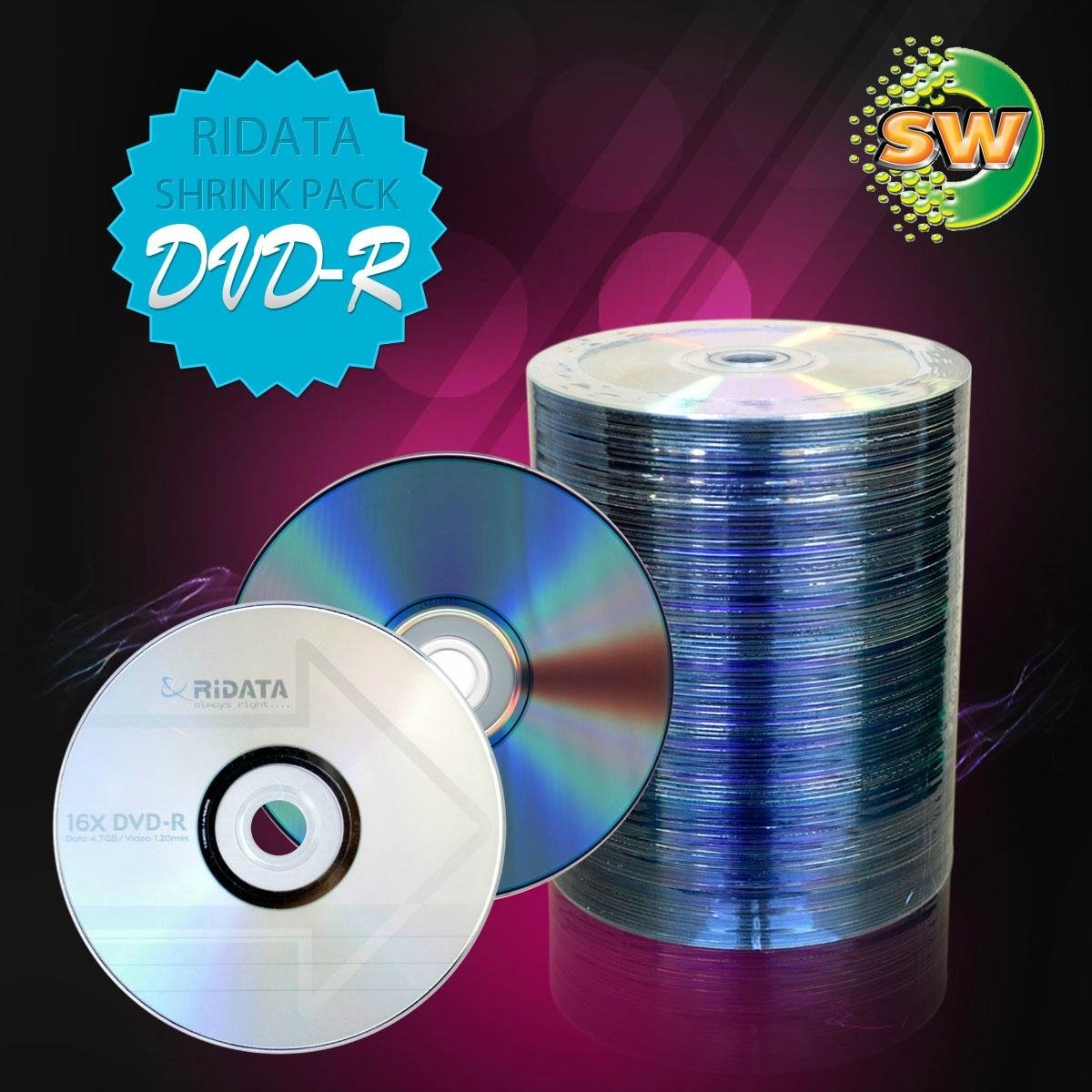 (Stocks) DVD-R RiDATA & ARITA 4.7GB 16X/120min (100 Shrink Pack) - TAIWAN
