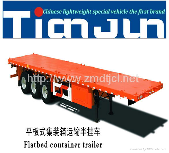 ZHUMADIAN TIANJUN 20/40ft flatbed container semi trailers  2