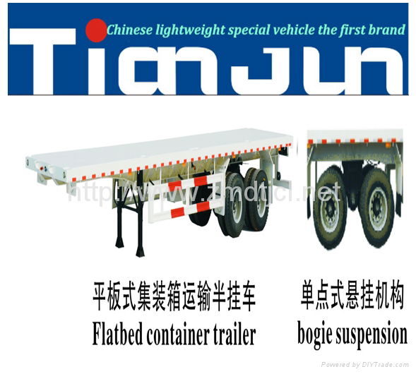 ZHUMADIAN TIANJUN 20/40ft flatbed container semi trailers  4