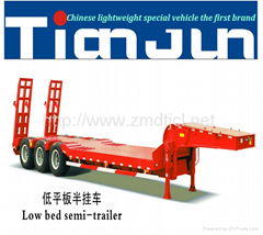 TIANJUN 3 axle 50ton payload low bed semi trailer 