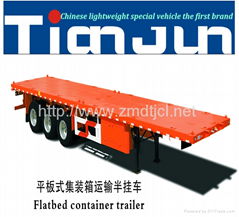 Hot sale 3 axles flatbed container semi trailer price