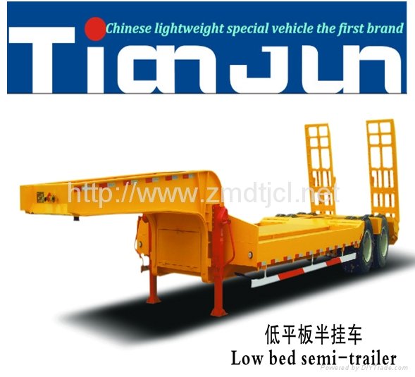 TIANJUN low bed semi trailer for machine transport 