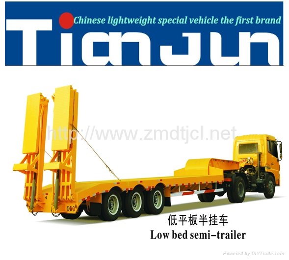 TIANJUN low bed semi trailer for machine transport  2
