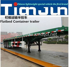 3-Axle flat bed container semi trailer for sale with container locks