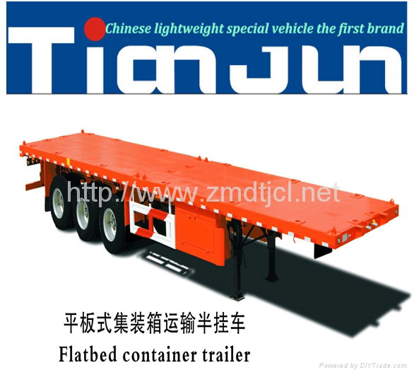 3-Axle flat bed container semi trailer for sale with container locks 2