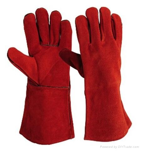 Cowhide split leather welding gloves with Kevlar thread sewing