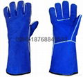 14''AB grade Cow split leather welder gloves with Kevlar thread sewn 1