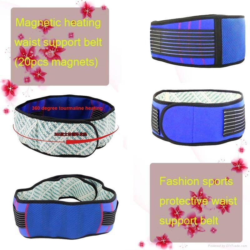 Fashion tourmaline heating waist belt velcro back support brace belt 2