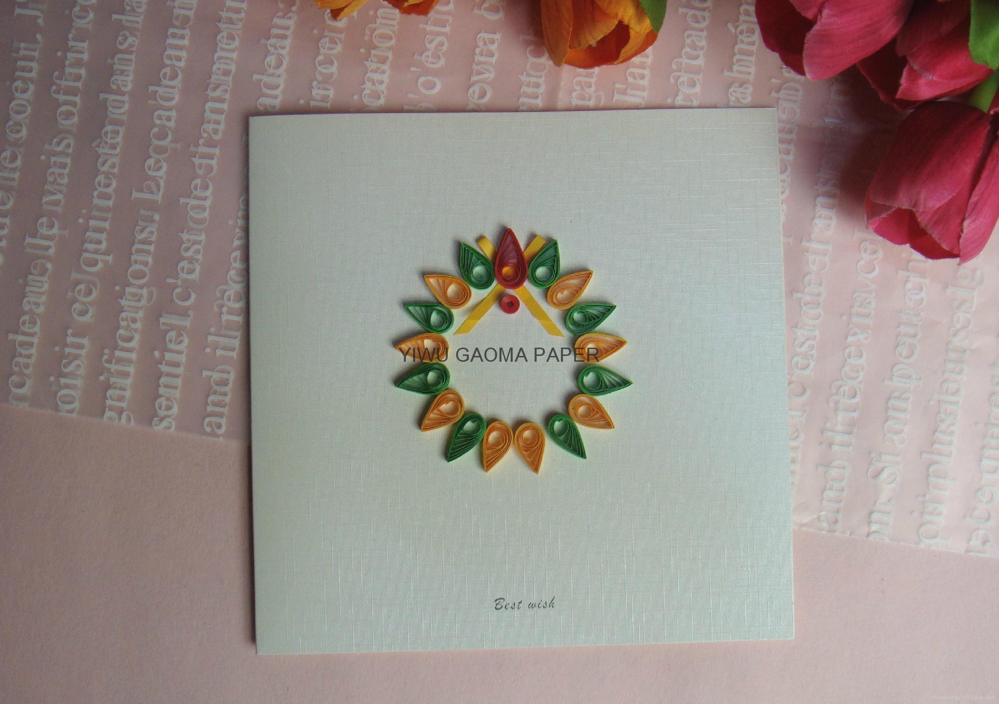 厂家直销衍纸贺卡 DIY手工立体卡片 quilling card 花形 3