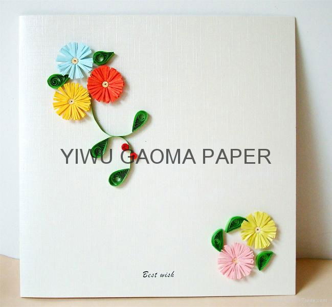 厂家直销衍纸贺卡 DIY手工立体卡片 quilling card 花形流苏 4