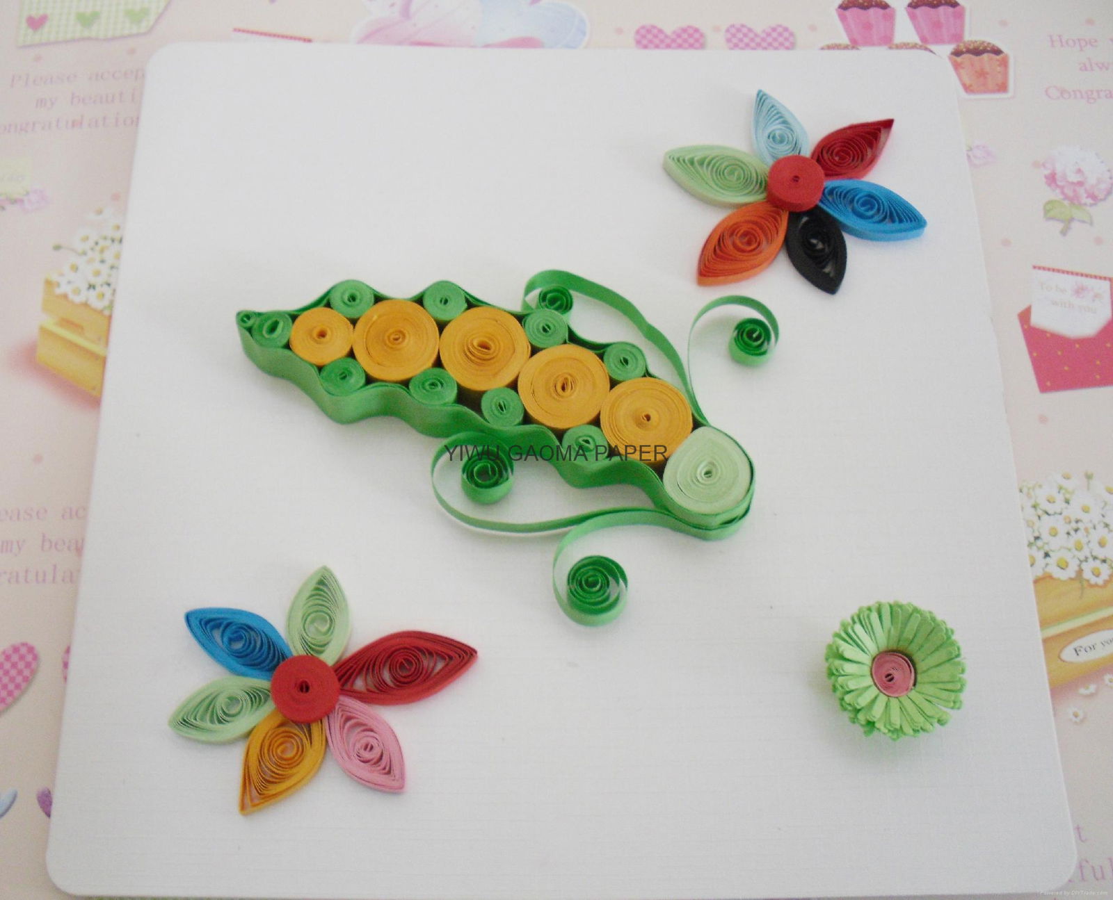 厂家直销衍纸贺卡 DIY手工立体卡片 quilling card 豌豆 2