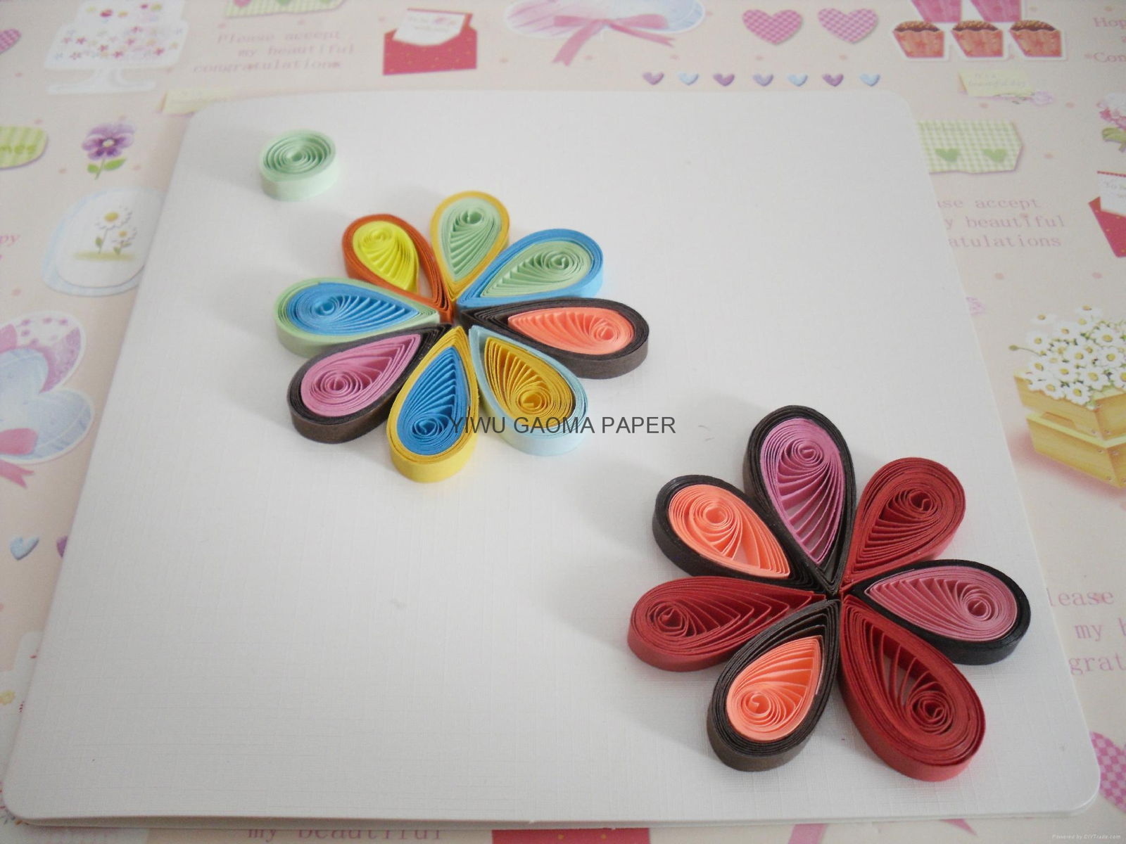 厂家直销衍纸贺卡 DIY手工立体卡片 quilling card 花形 4