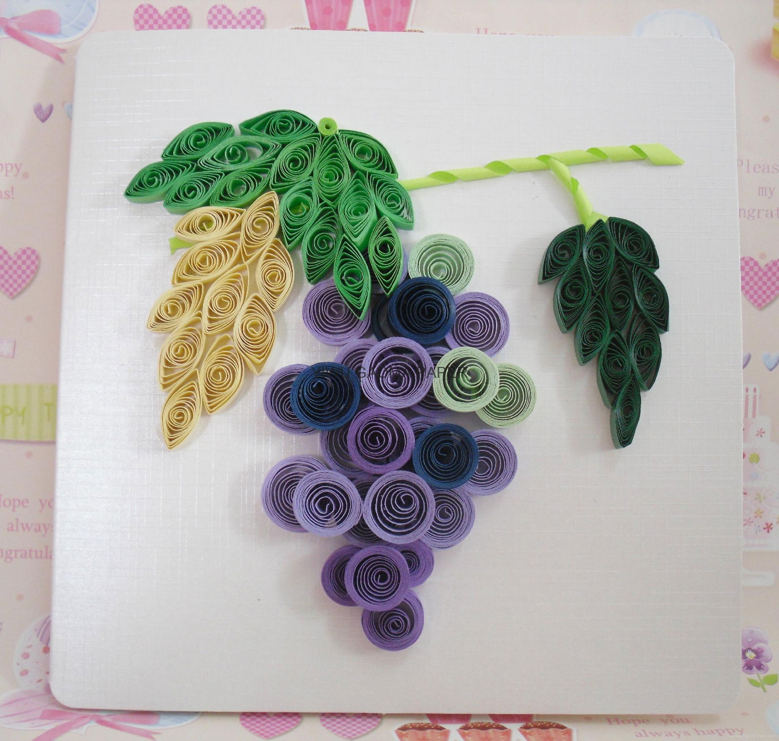 厂家直销衍纸贺卡 DIY手工立体卡片 quilling cards 葡萄