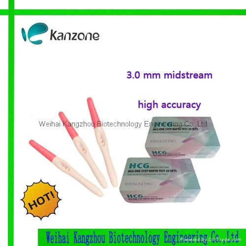 CE&ISo 13485 certified HCG pregnancy test midstream 3.0mm OEM 4