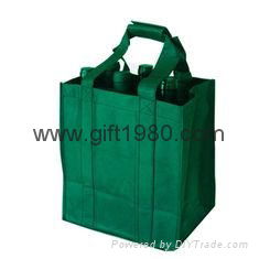 Durable Green Non Woven Shopping Bags Wine Bottle Totes Customized