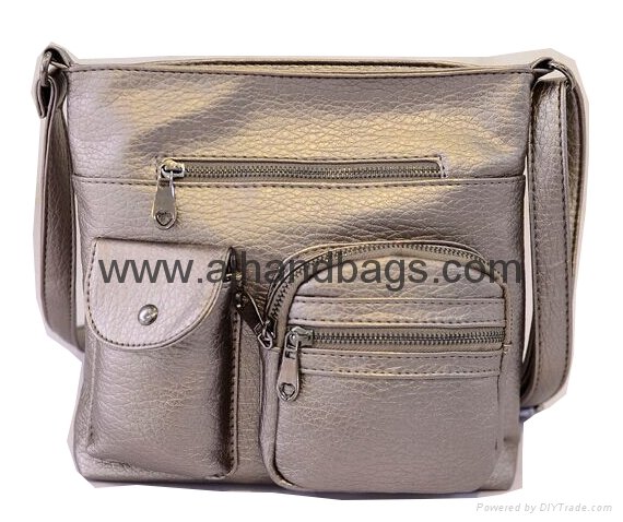 Korean simple style litchi pattern PU shoulder crossbody bag 2
