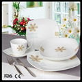 Europe hot sale fine porcelain square decal 20pcs dinner set 3