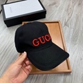 Hot sale Gucci Embroidered Logo Baseball Cap Black/Red Travel Sun hat