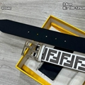 Wholesale newest Fendi Belt FF Embossed White /Black trendy casual belts