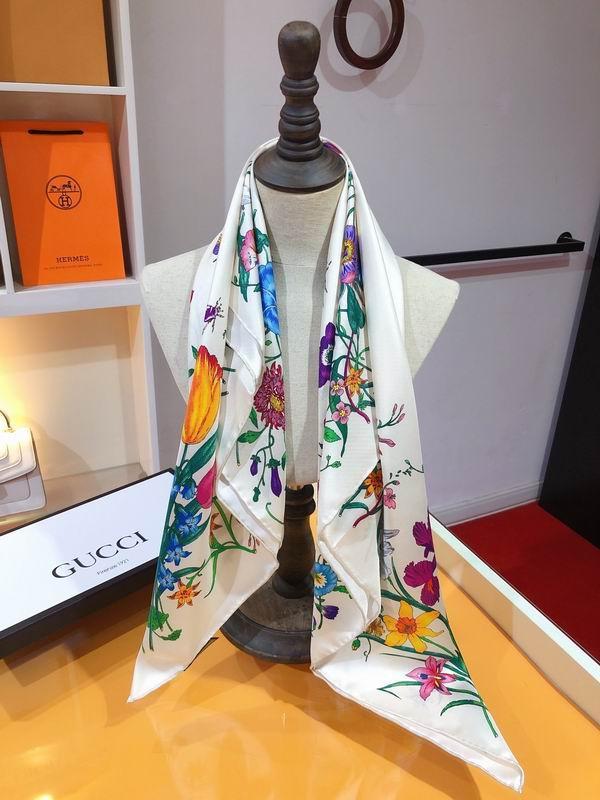 Wholesale       Flora Print Silk Shawl White Ladies square Scarves  3
