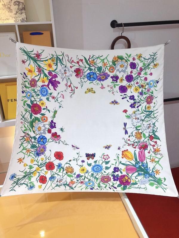 Wholesale       Flora Print Silk Shawl White Ladies square Scarves  4
